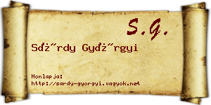 Sárdy Györgyi névjegykártya